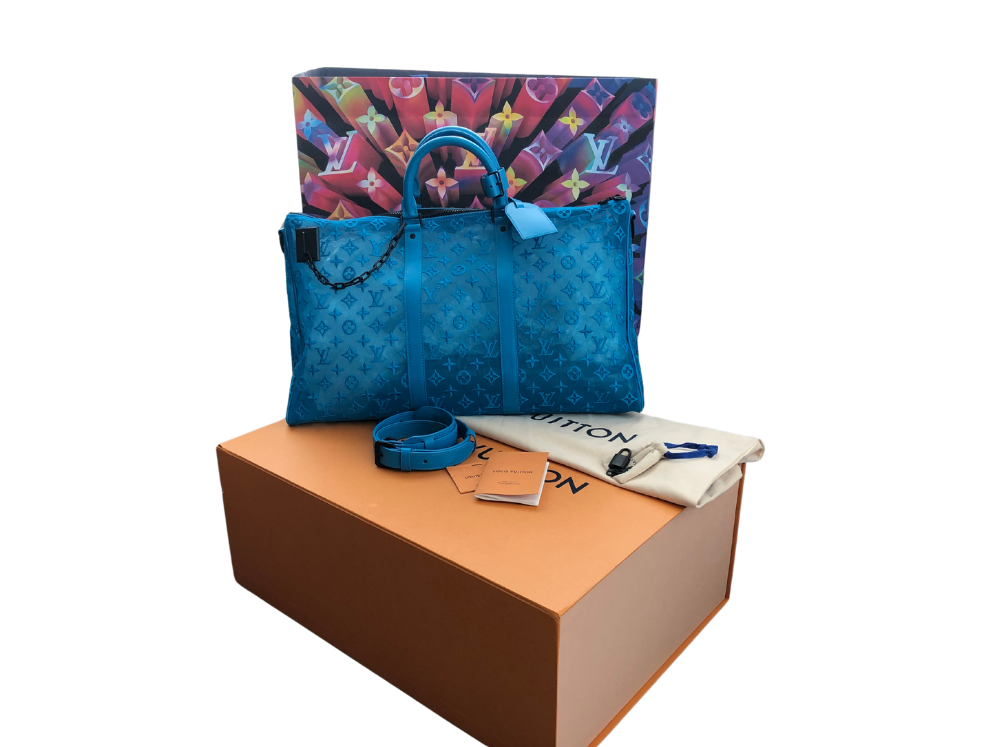 Louis Vuitton Keepall Triangle Monogram Mesh 50 Turquoise